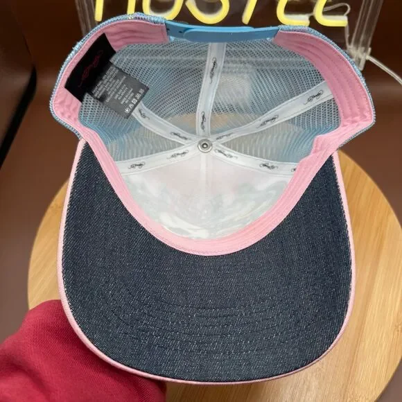 Ed Hardy Rhinestone Cobra Trucker Hat Pink & Sky  display picture 1